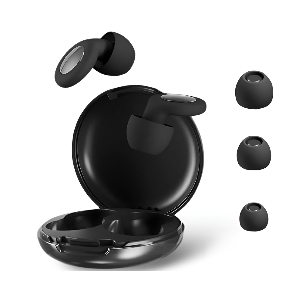 Side view of noise cancelling silicone earplugs