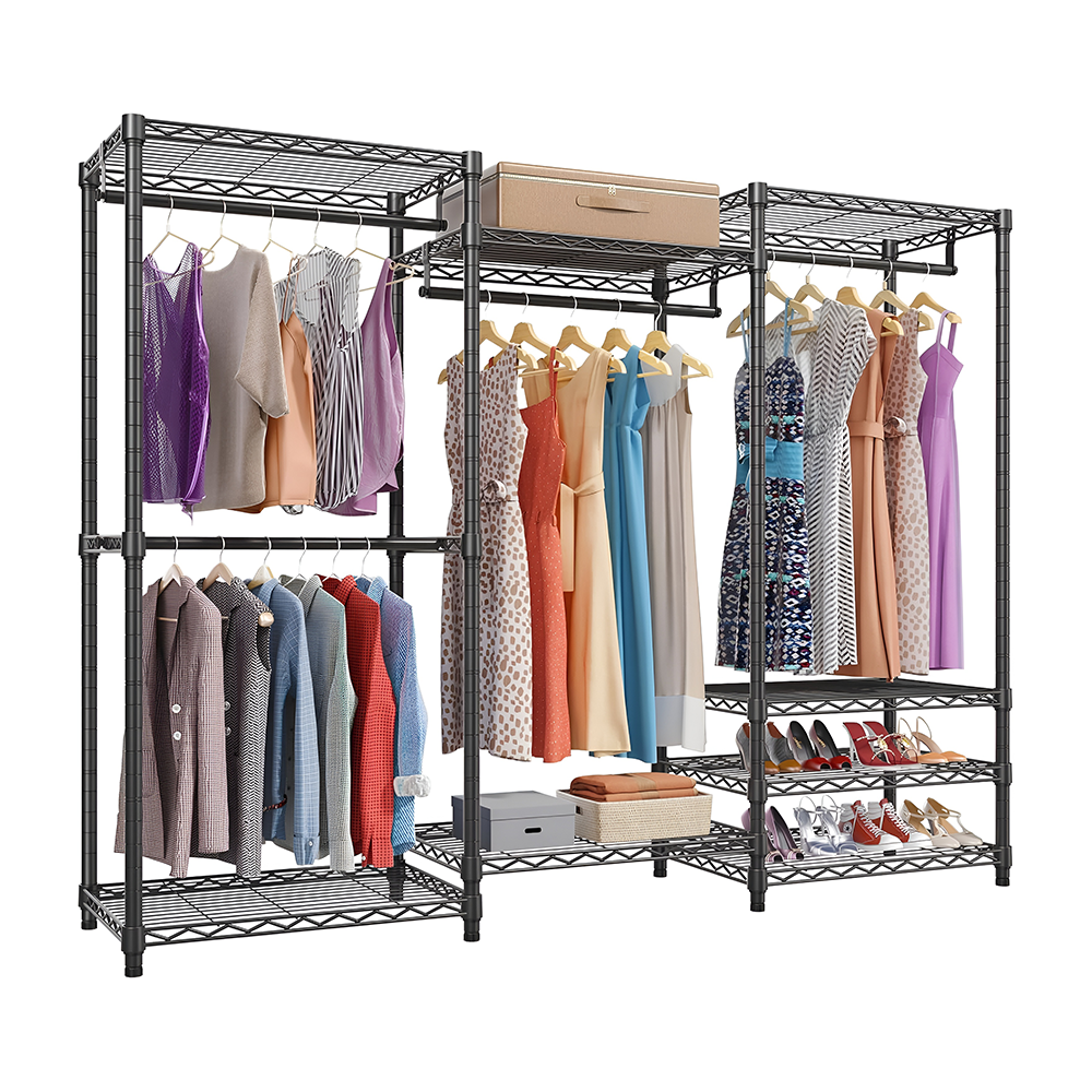 Portable wardrobe rack with large capacity