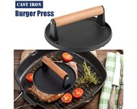 Thumbnail for Cast Iron Smash Burger Press BBQ Cast Iron Smash Burger Press with Silicone Handle
