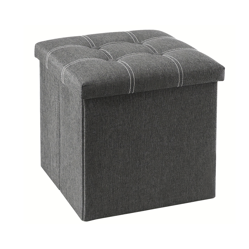 Storage ottoman bench showing reinforced construction