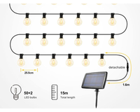 Thumbnail for Solar Powered Festoon String Lights 15m with 50 Bulbs