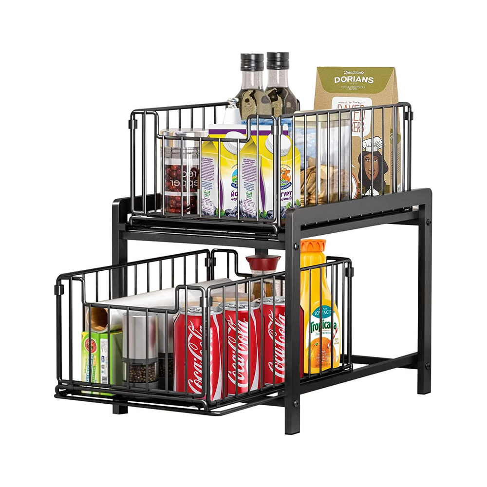 2 Tier Sliding Basket Organizer for Cabinets