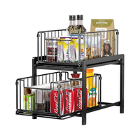 Thumbnail for 2 Tier Sliding Basket Organizer for Cabinets