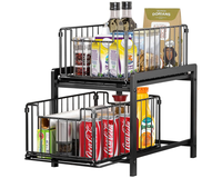 Thumbnail for 2 Tier Sliding Basket Organizer for Cabinets