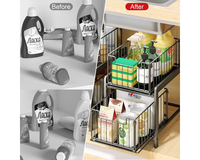 Thumbnail for 2 Tier Sliding Basket Organizer for Cabinets