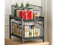 Thumbnail for 2 Tier Sliding Basket Organizer for Cabinets