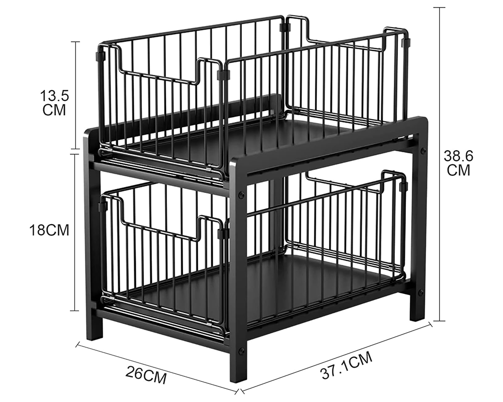 2 Tier Sliding Basket Organizer for Cabinets