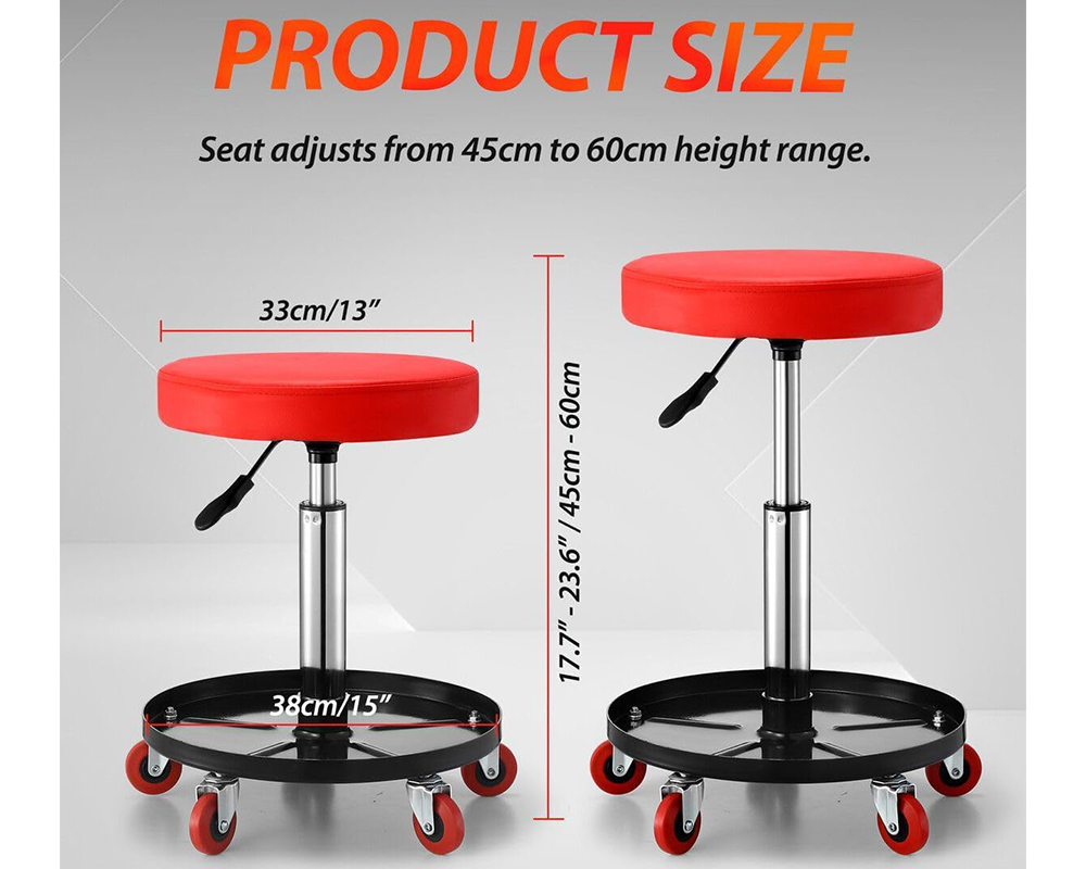 Rolling work chair with pneumatic height control