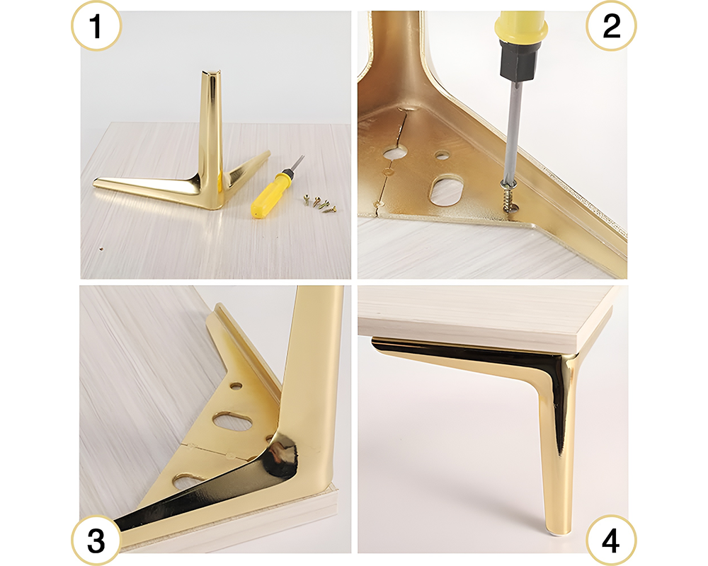 4Pcs Metal Furniture Legs 15cm-Gold