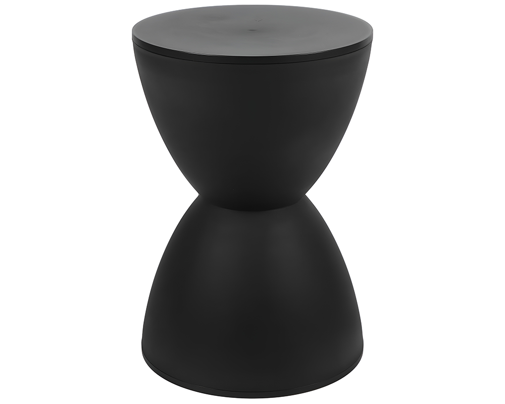 Black Round Side Table – Modern Hourglass Drum Stool for Home, Living Room & Bedroom (Black)