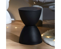 Thumbnail for Black Round Side Table – Modern Hourglass Drum Stool for Home, Living Room & Bedroom (Black)