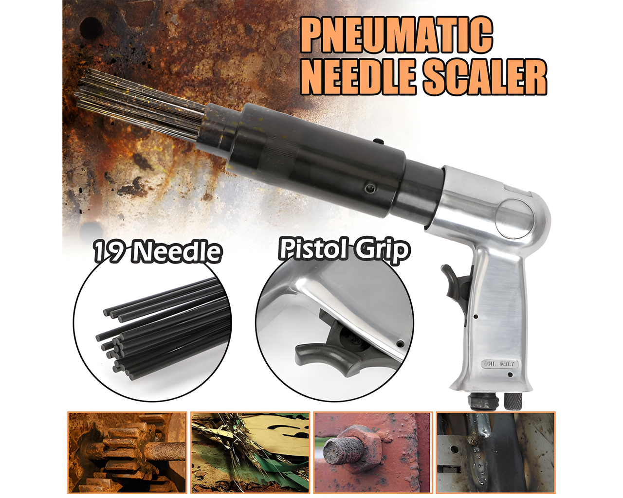 Needle Rust Preventer Air Tools Pneumatic Needle Scaler 19 Steel Needles Rust Remover – Homyspire