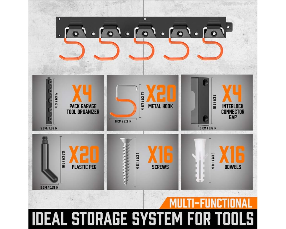 Adjustable Garden Storage System Wall Mount Tool Organiser