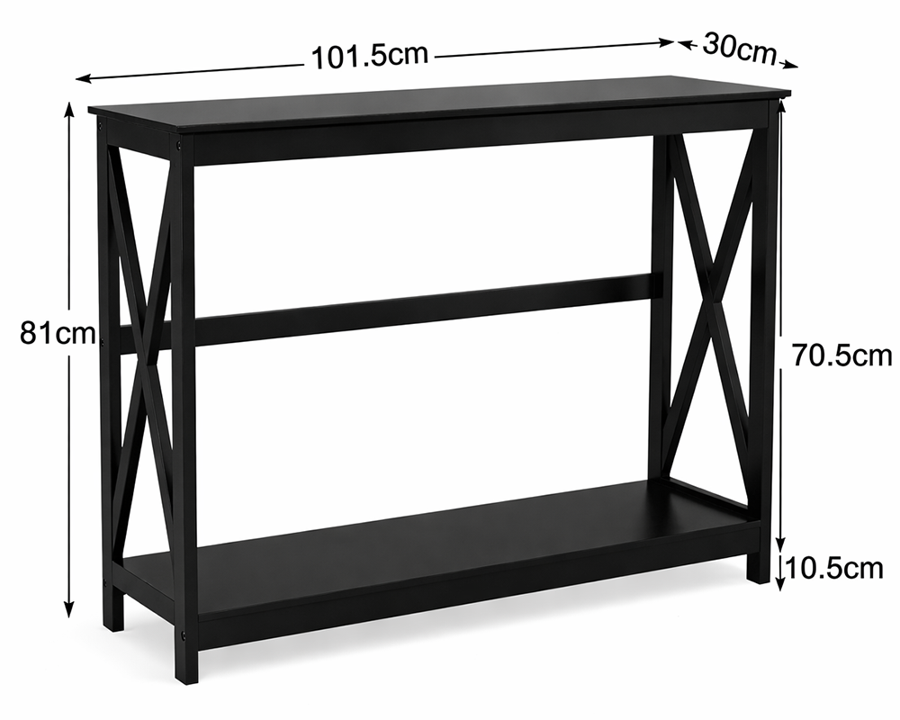 Side view showing X-frame support