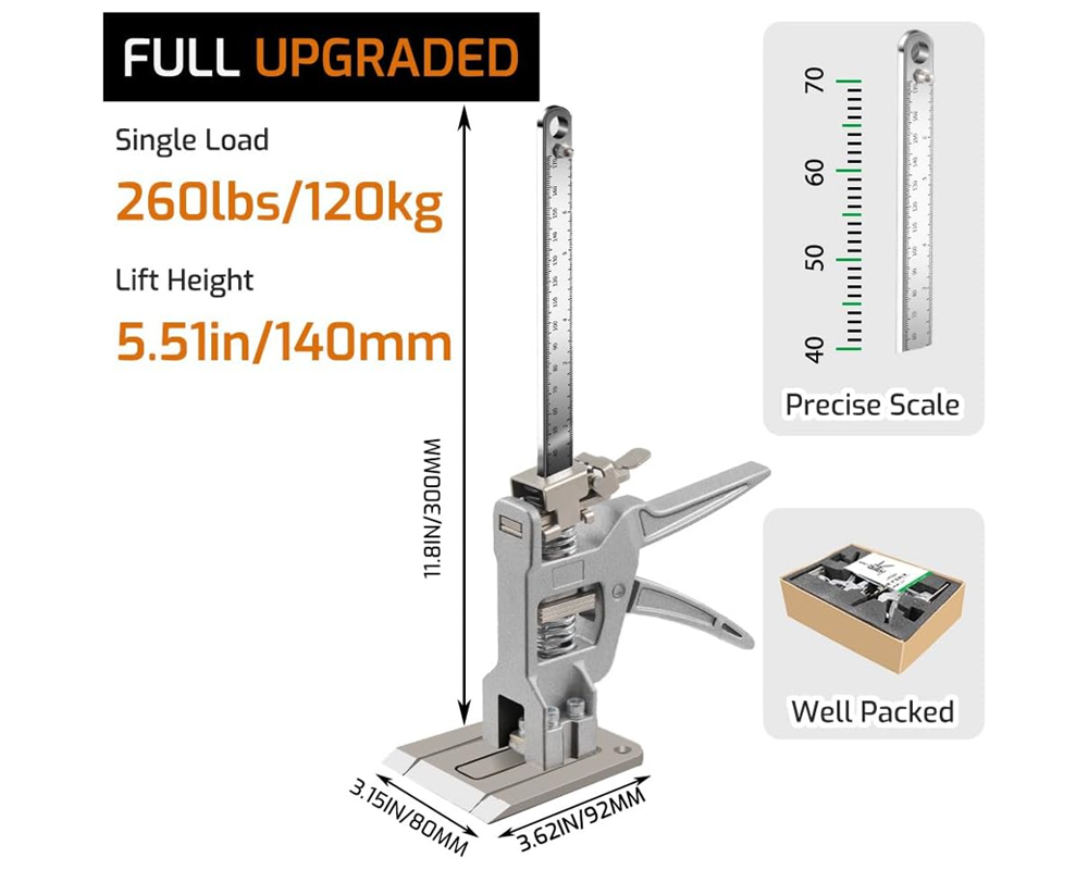 Close-up of ergonomic handle on lifting jack
