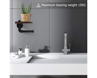Thumbnail for Industrial Toilet Paper Holder with Rustic Wooden Shelf