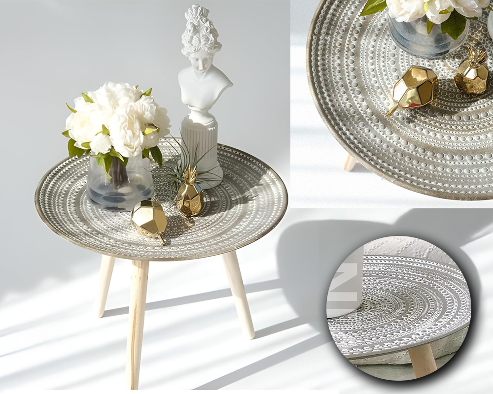 Moroccan Carved Style Round Side Table