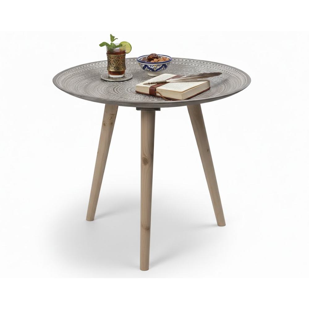 Moroccan Carved Style Round Side Table