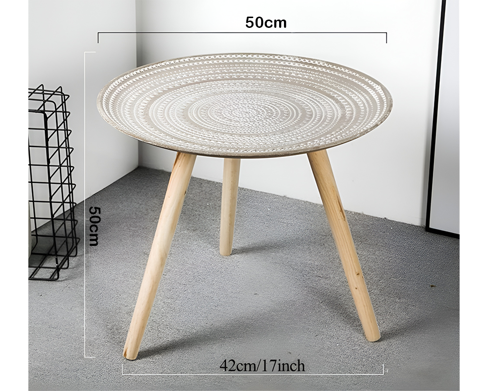 Moroccan Carved Style Round Side Table