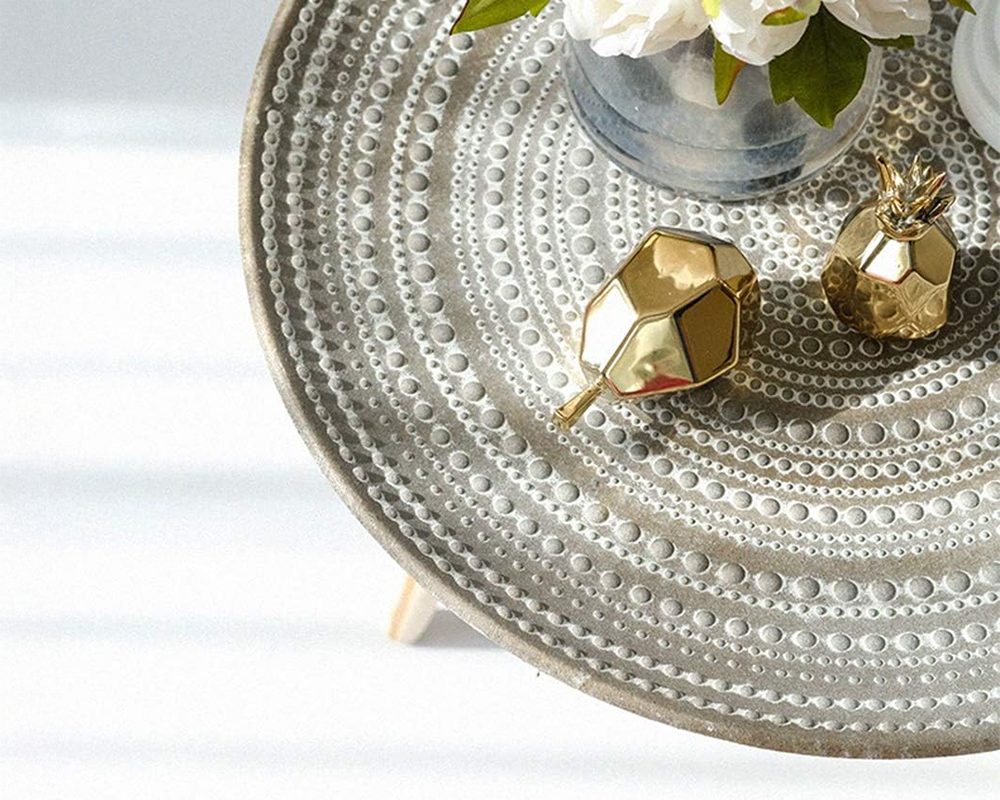 Moroccan Carved Style Round Side Table