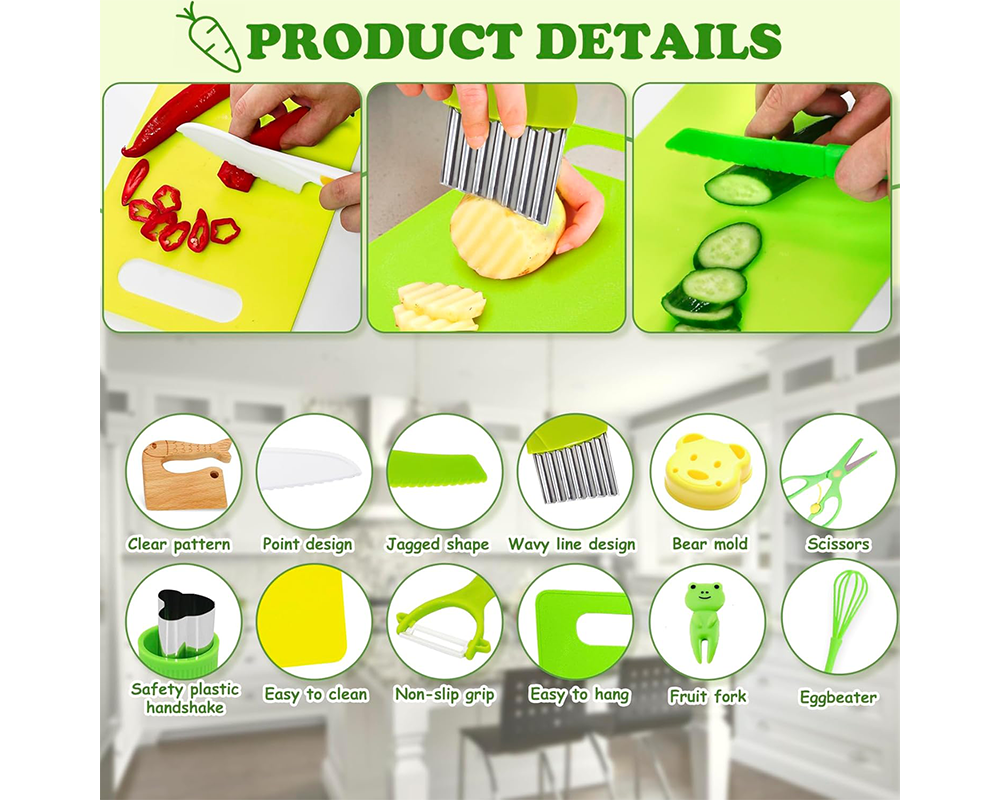 28-Piece Kids Safe Knife Set for Montessori Kitchen Tools