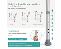 Thumbnail for Adjustable Shower Chair Seat Bath Stool with Padded Armrests