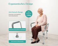 Thumbnail for Adjustable Shower Chair Seat Bath Stool with Padded Armrests