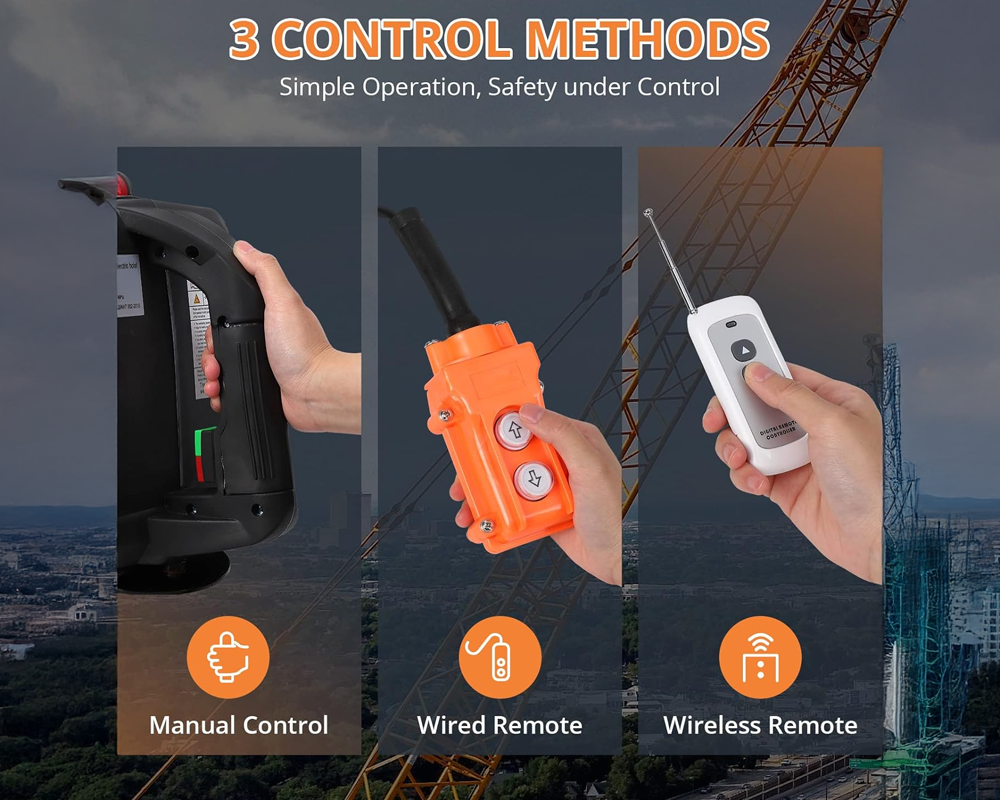 Electric Hoist Winch 500 kg 1500W Portable Lifting Tool with Remote