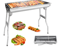Thumbnail for Foldable BBQ grill with stable bracket and handle