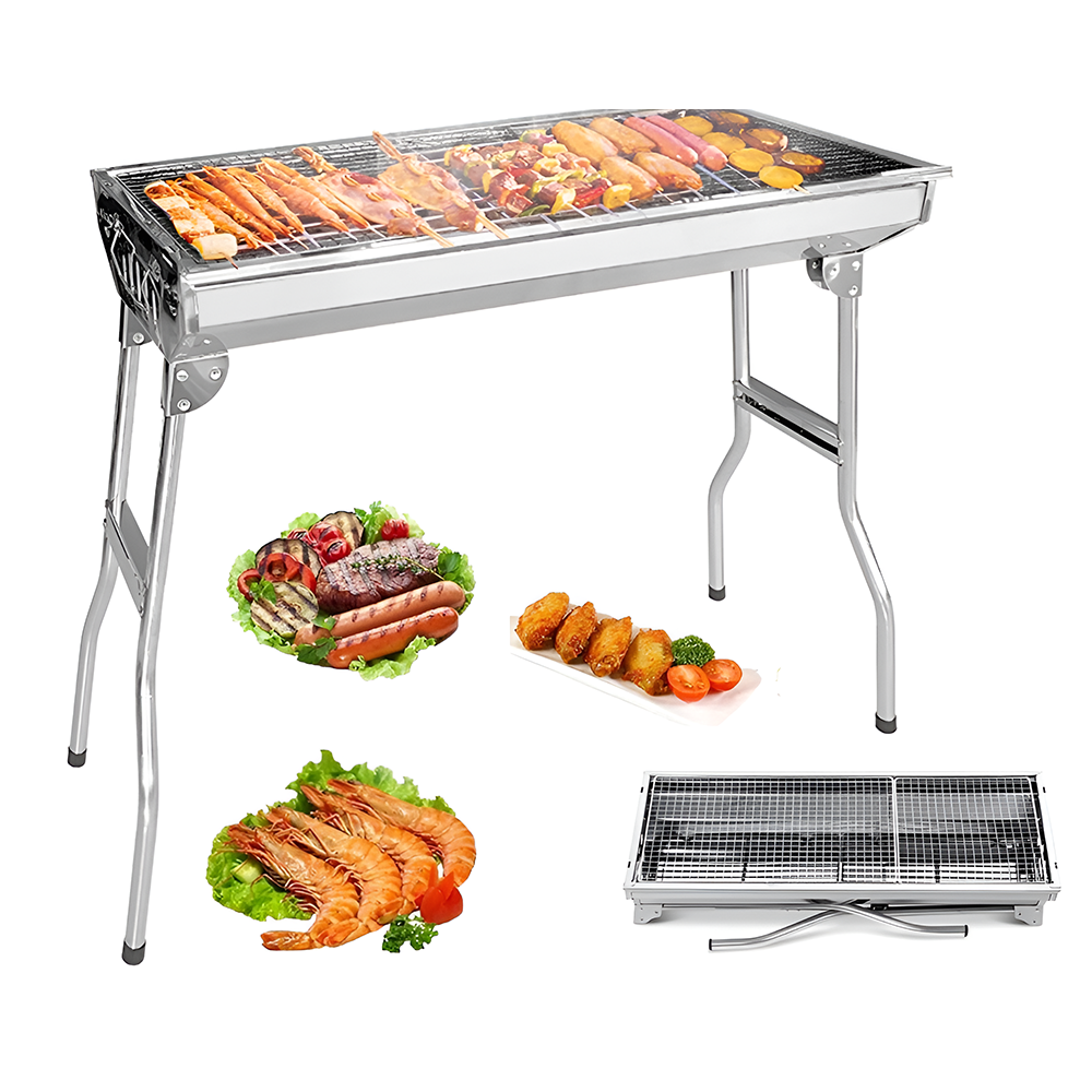 Charcoal BBQ grill placed on backyard patio