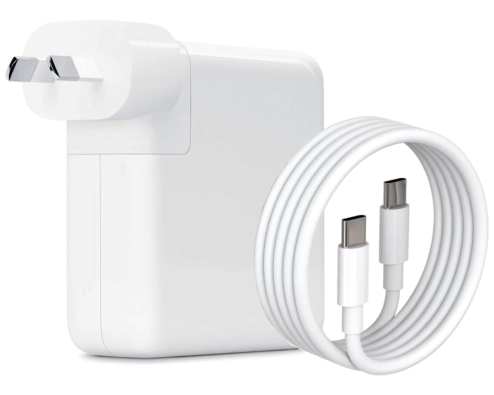USB C MacBook charger showing power specifications