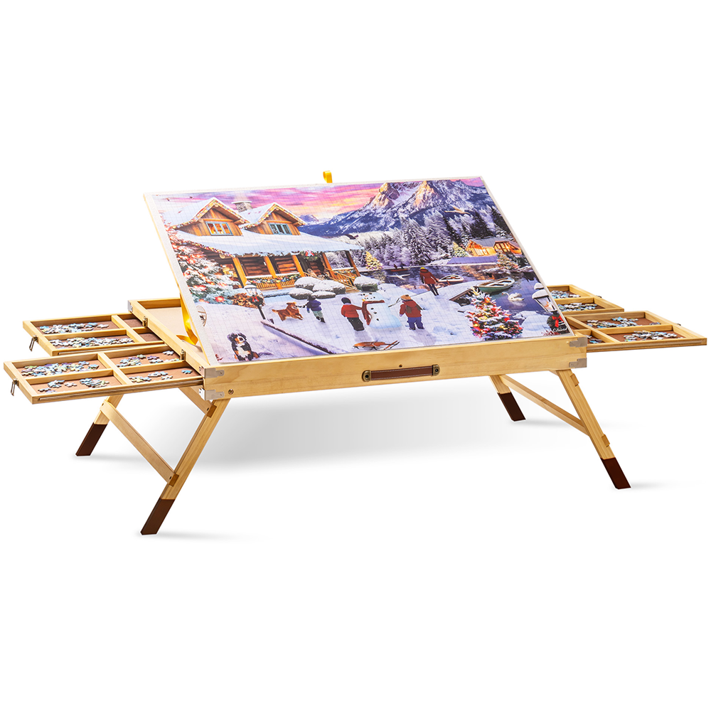 Jigsaw puzzle table sturdy wooden construction