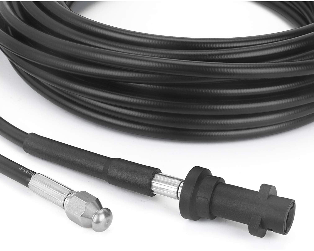 Button nose sewer jet nozzle with front and rear jets