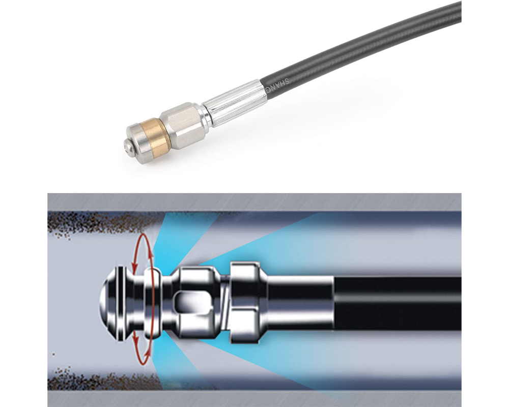 Rotating sewer jetter nozzle with rear jets