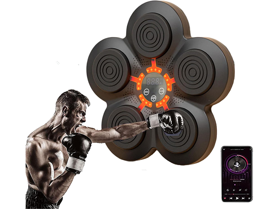 Music boxing machine in use during fitness workout