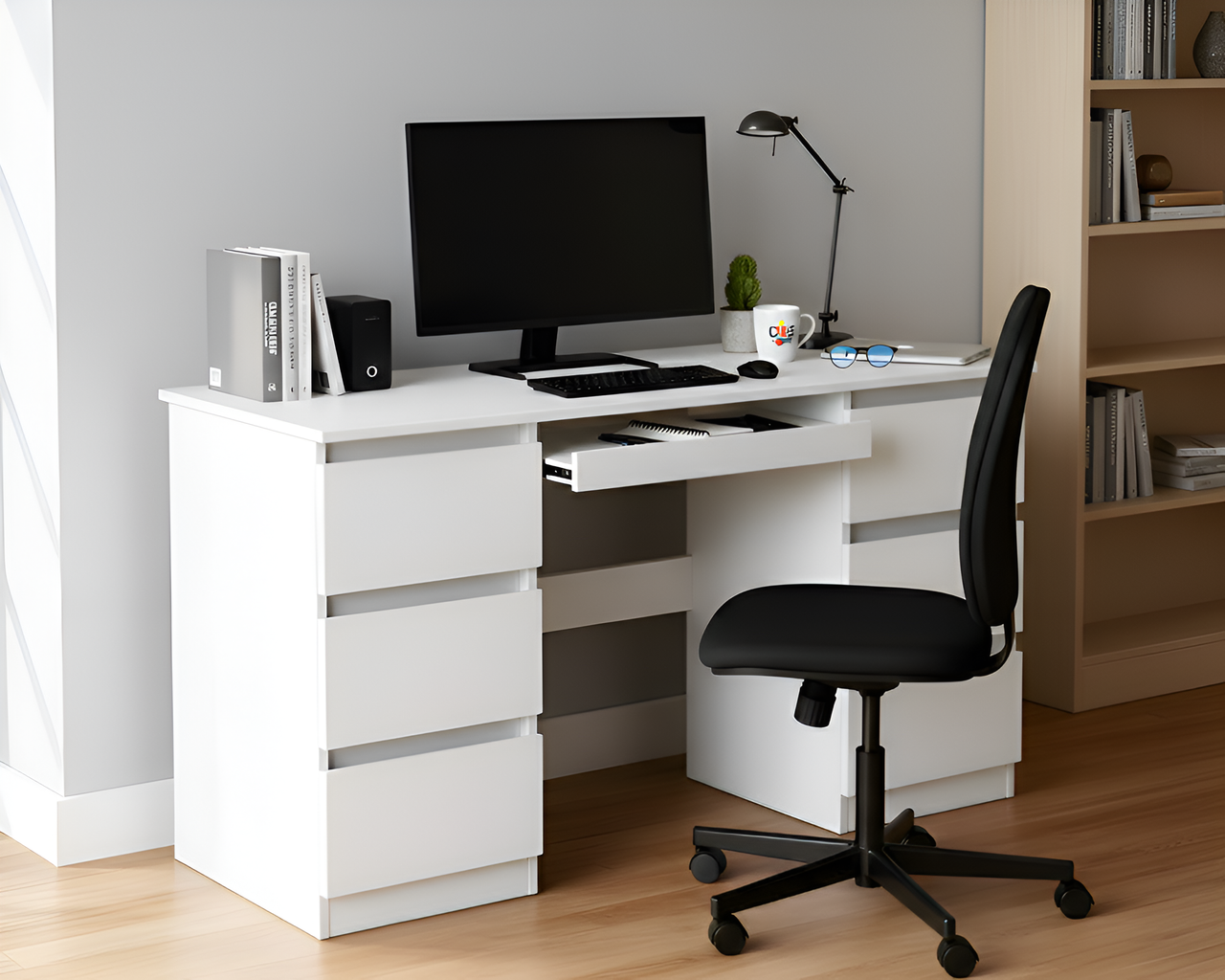 Office Desk Dressing Table With 6 Drawers