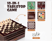 Thumbnail for 10 in 1 Wooden Chess Board Games Slide Out Checkers House Unit Set