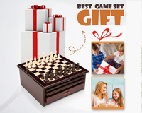 Thumbnail for 10 in 1 Wooden Chess Board Games Slide Out Checkers House Unit Set