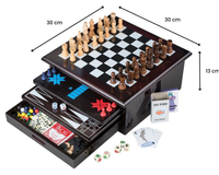 Thumbnail for 10 in 1 Wooden Chess Board Games Slide Out Checkers House Unit Set