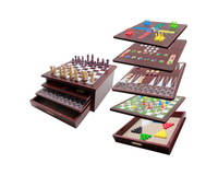 Thumbnail for 10 in 1 Wooden Chess Board Games Slide Out Checkers House Unit Set