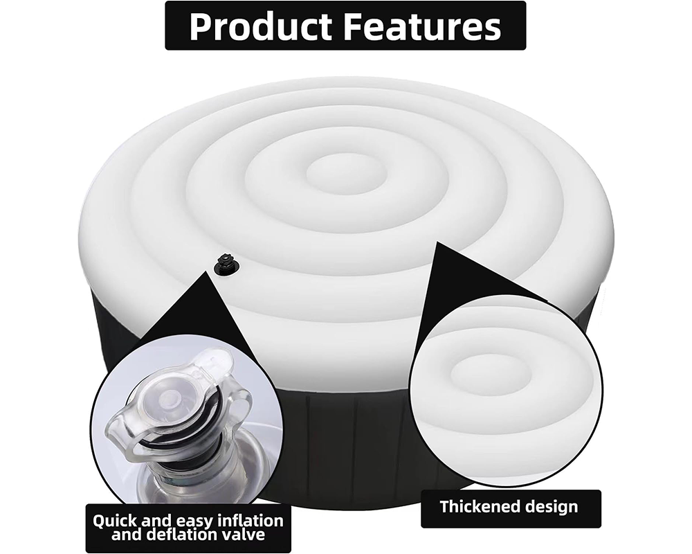 Handle on inflatable hot tub cover
