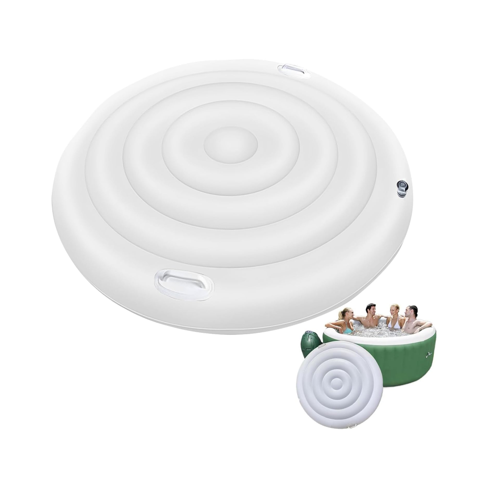 Top view of inflated hot tub cover
