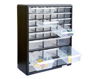 Thumbnail for Storage cabinet with 39 clear plastic drawers in black frame