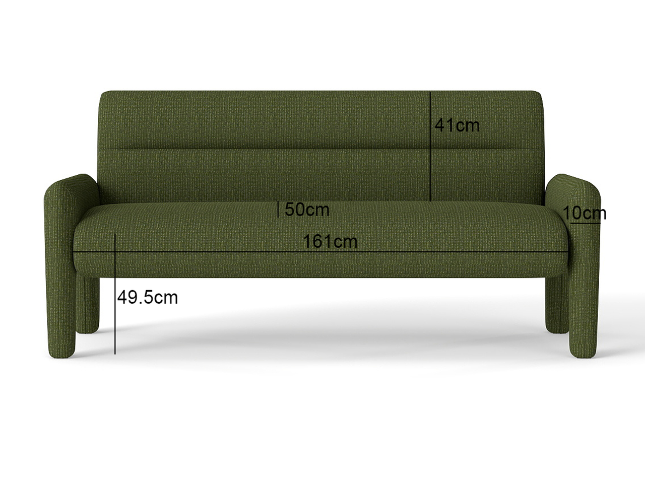 Dubai Hunter Modern 3 Seater Sofa Green