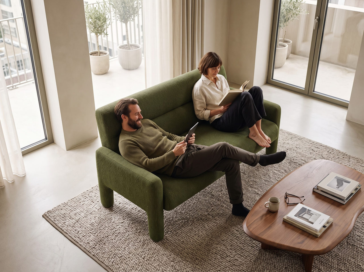 Sofa Dubai Hunter Green 2 Seater Modern Fabric Lounge Sofa