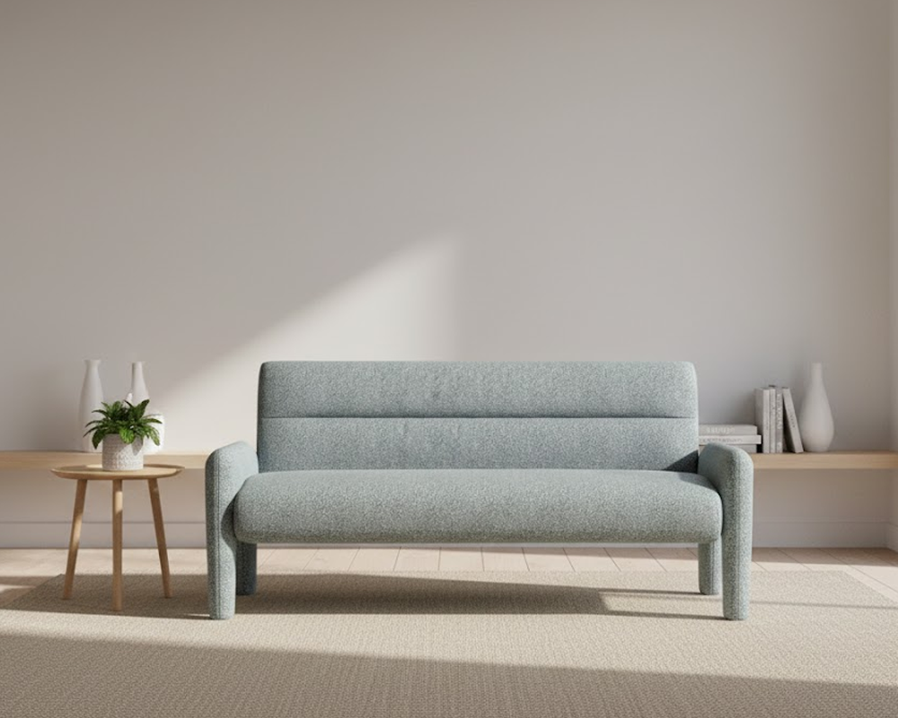 Sky Blue 3 Seater Sofa Modern Chenille KD Sofa for Living Room