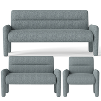 Thumbnail for 3 piece sofa set Dubai Sky Blue chenille front view