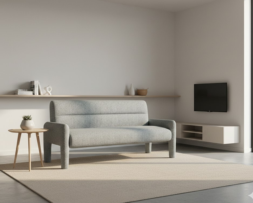 Sky Blue 3 Seater Sofa Modern Chenille KD Sofa for Living Room