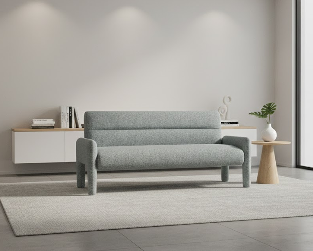 Sky Blue 3 Seater Sofa Modern Chenille KD Sofa for Living Room