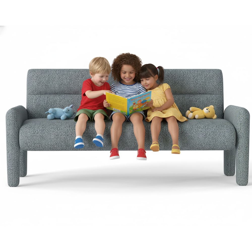 Sky Blue 3 Seater Sofa Modern Chenille KD Sofa for Living Room